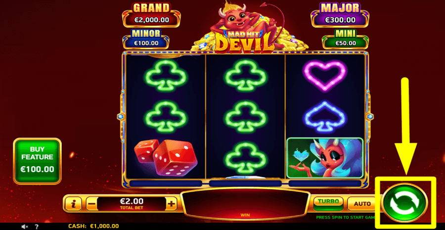 Mad Hit Devil Spin Button