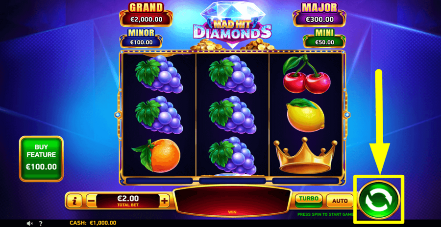 Mad Hit Diamonds Spin Button