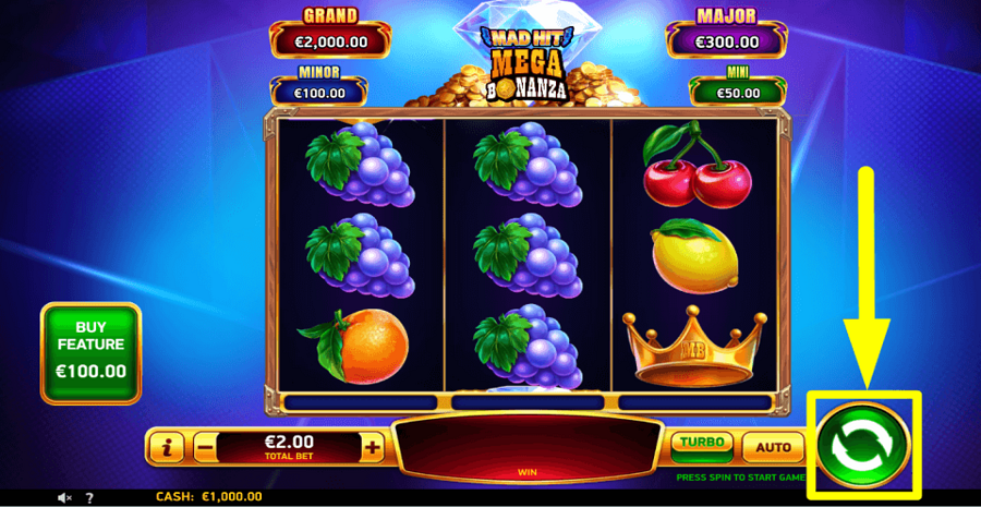 Mad Hit Megabonanza Spin Button