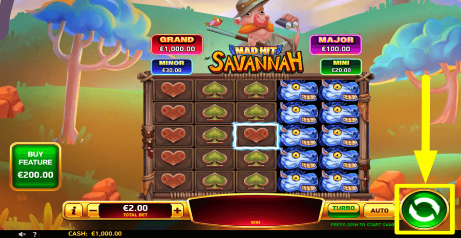 Mad Hit Savannah Spin Button