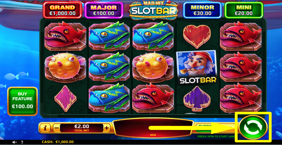 Mad Hit Slotbar Spin Button