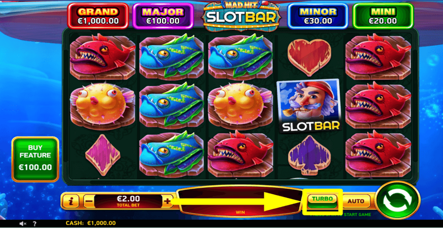Mad Hit Slotbar Turbo Feature
