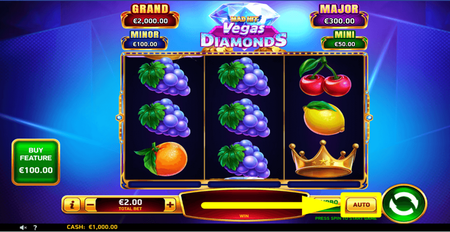 Mad Hit Vegas Diamonds Autoplay Feature
