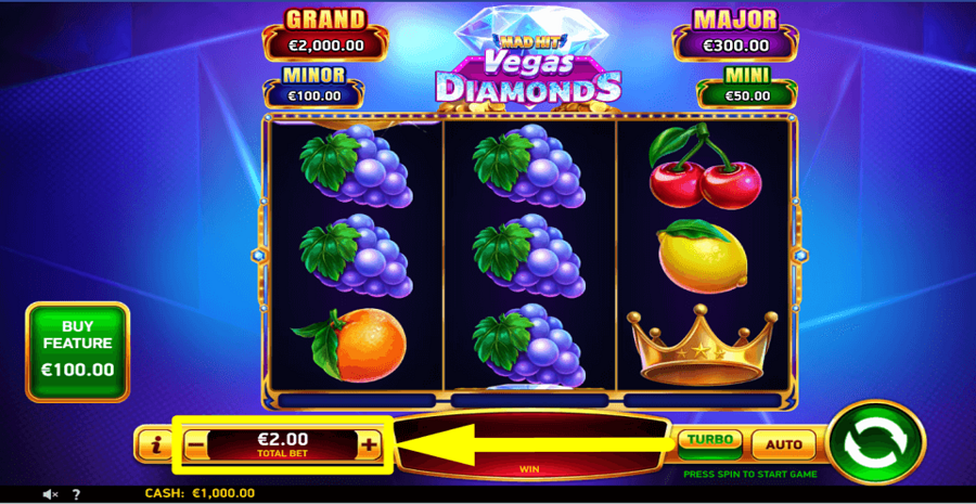 Mad Hit Vegas Diamonds Bet Value