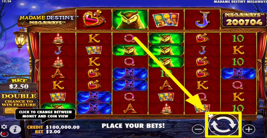 Madame Destiny Megaways Spin Button