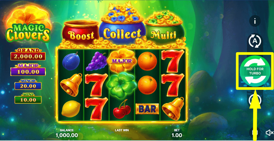 Magic Clovers Hold And Win Spin Button