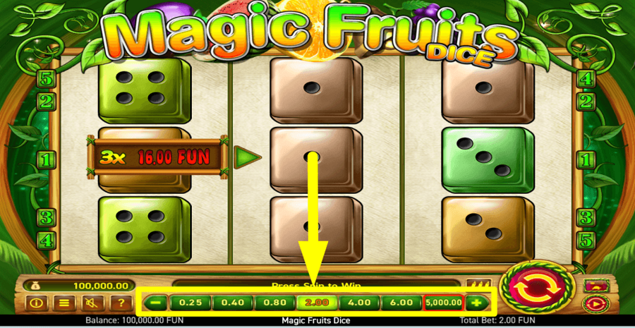 Magic Fruits Dice Bet Value
