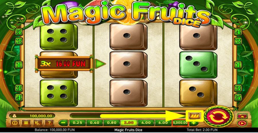 Magic Fruits Dice Volatility Feature