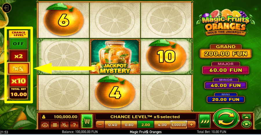 Magic Fruits Oranges Chance Feature