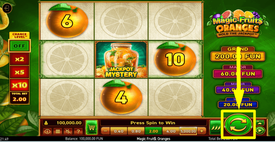 Magic Fruits Oranges Spin Button