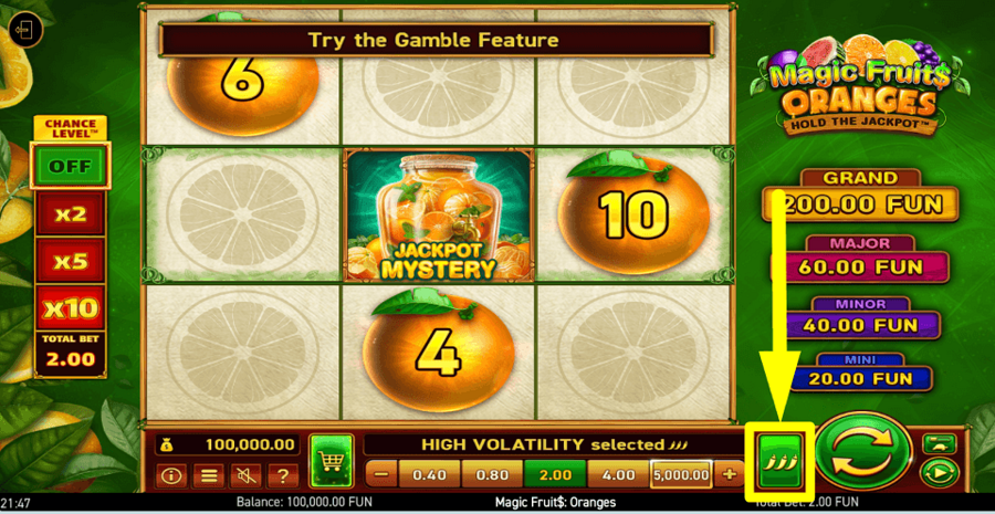 Magic Fruits Oranges Volatility Feature