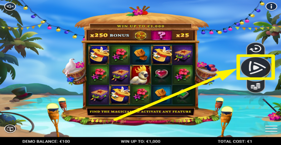 Magic Winnings Tropical Spin Button