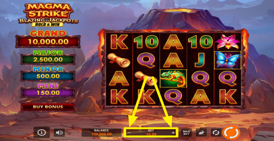 Magma Strike Blazing Jackpots Hold And Win Adjust Bet