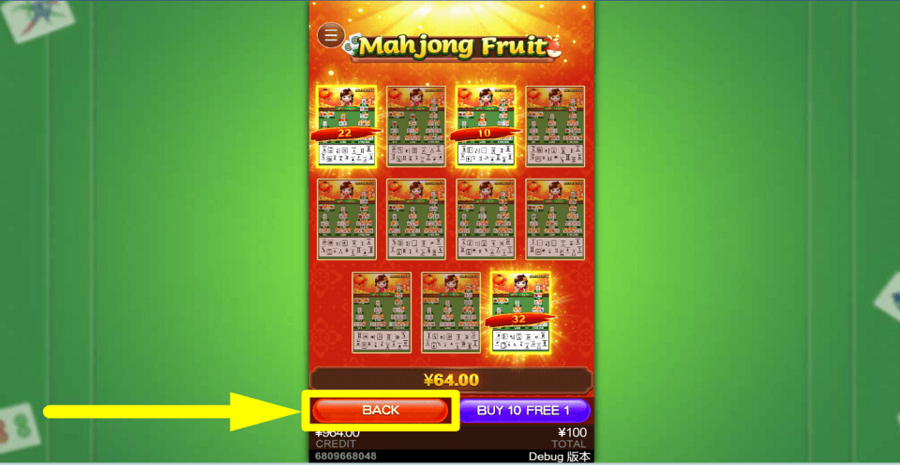 Mahjong Fruit Back Button