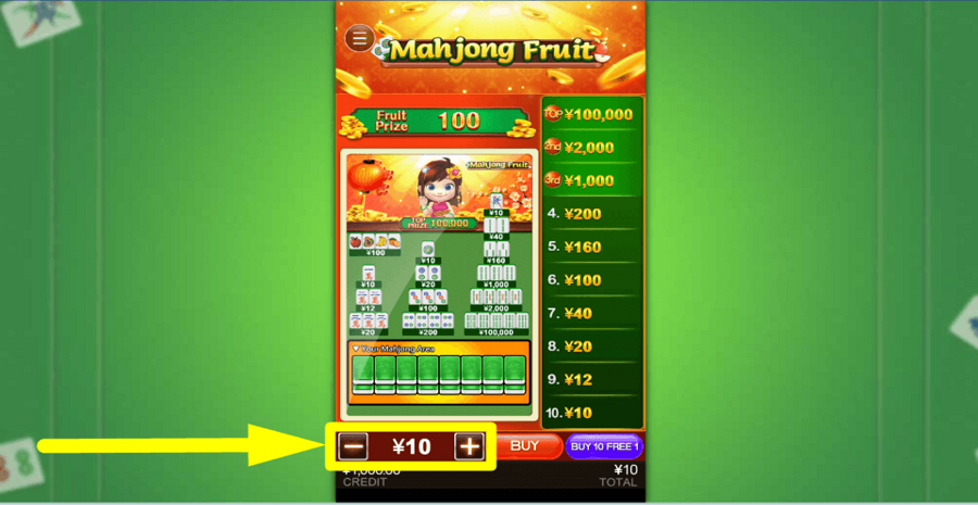 Mahjong Fruit Bet Value