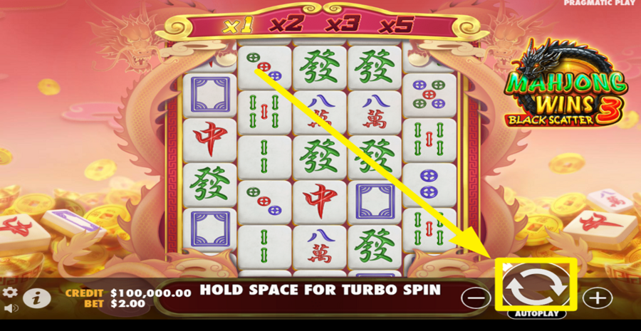 Mahjong Wins 3 Black Scatter Spin Button