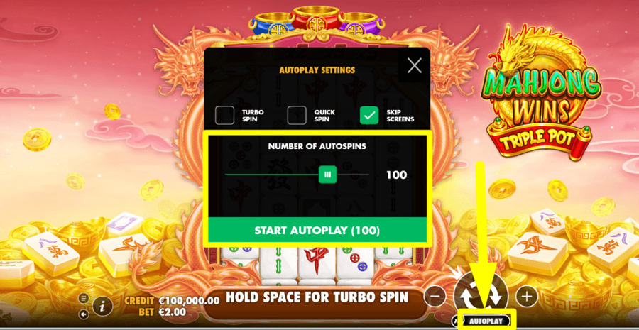 Mahjong Wins Triple Pot Autoplay Feature