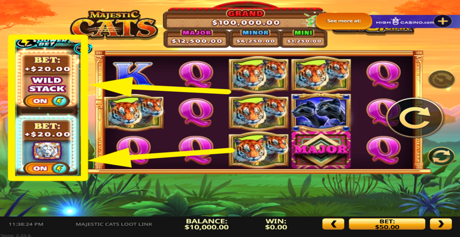 Majestic Cats Loot Link Power Bet
