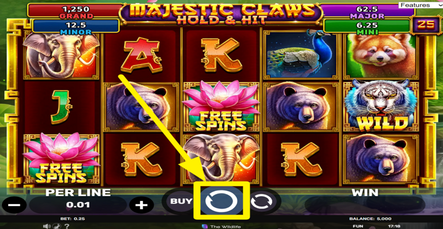 Majestic Claws Hold And Hit Spin