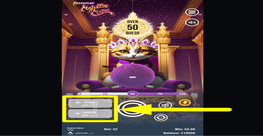 Majestic Meow Betting Range Feature