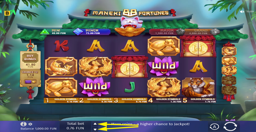 Maneki 88 Fortunes Adjust Bet