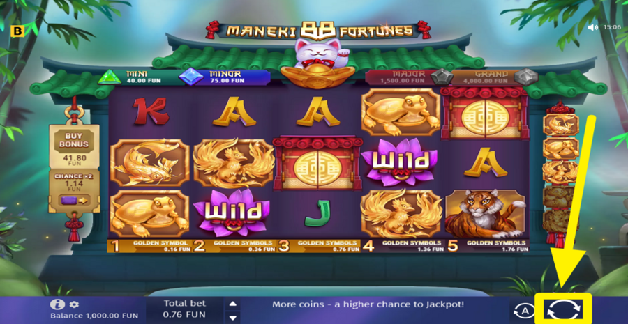 Maneki 88 Fortunes Spin Button