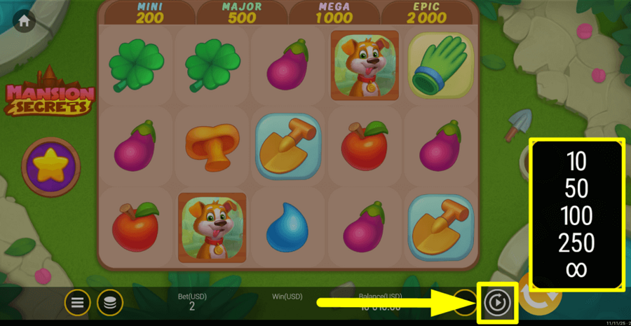 Mansion Secrets Autoplay Feature