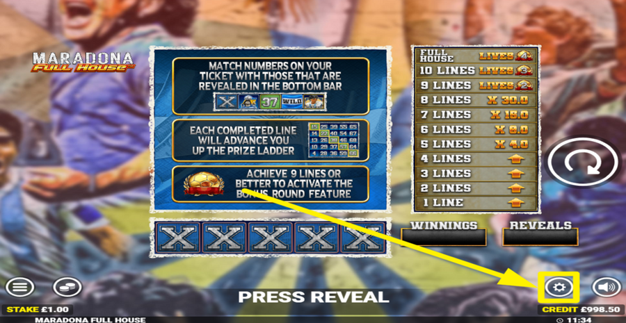 Maradona Full House Buy Extra Reveal Settings