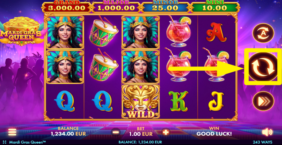 Mardi Gras Queen Spin Button