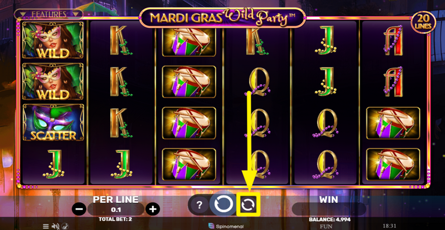 Mardi Gras Wild Party Autoplay Feature