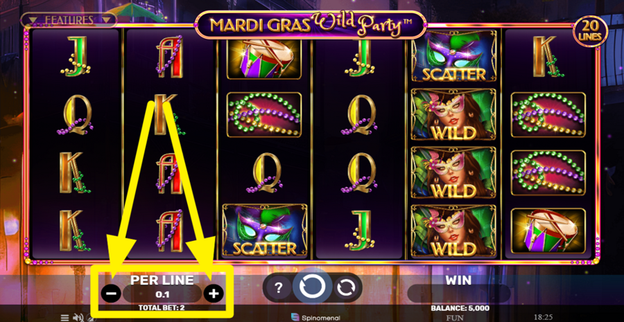 Mardi Gras Wild Party Bet Adjust