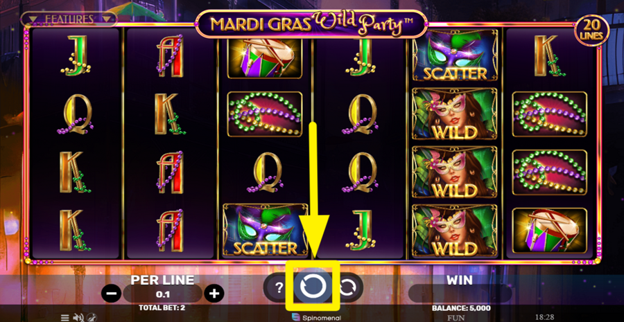 Mardi Gras Wild Party Spin Button