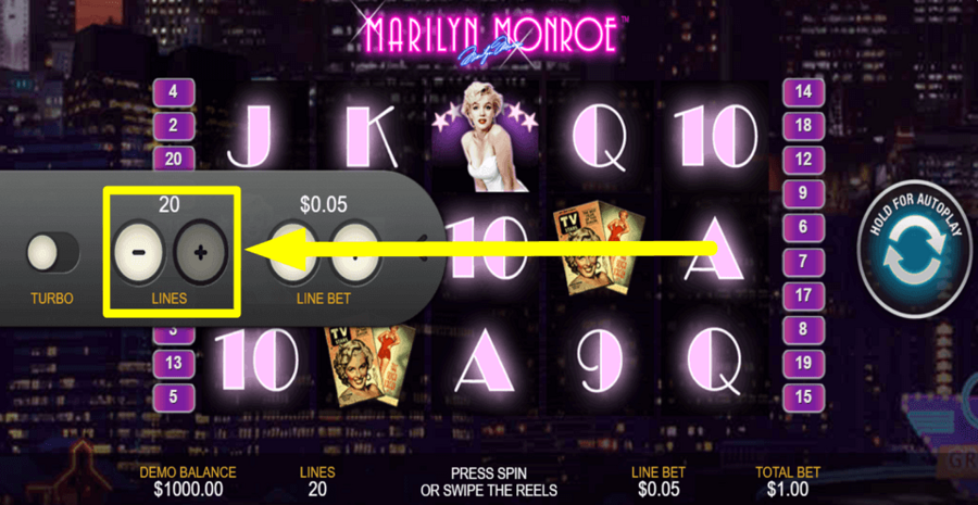 Marilyn Monroe Adjustable Paylines
