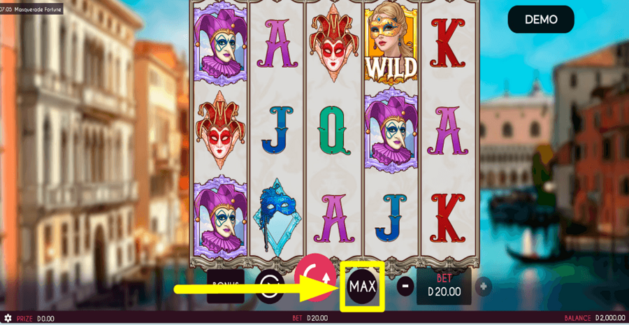 Masquerade Fortune Max Button