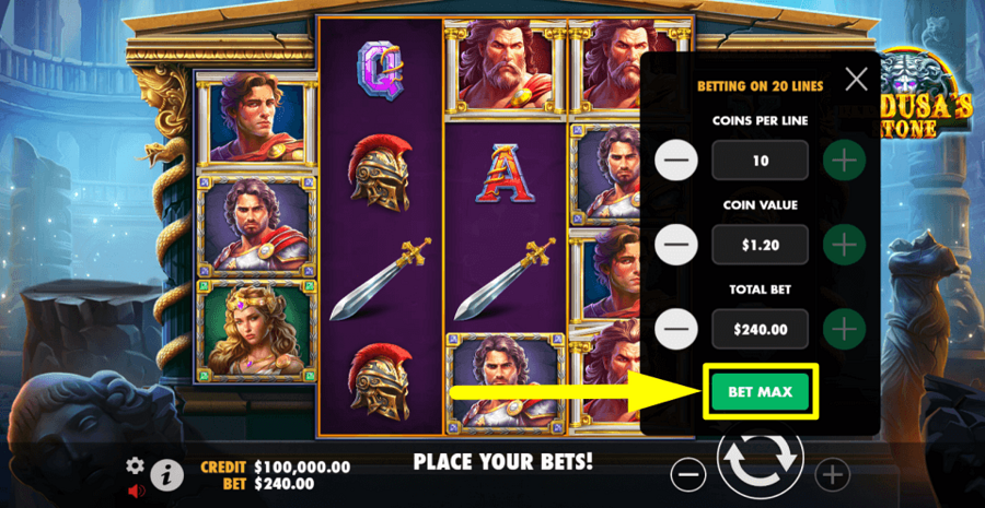 Medusas Stone Bet Max Button