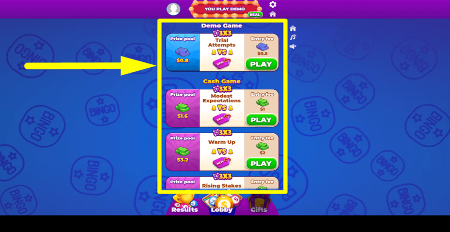 Mega Bingo Cash Bet Value