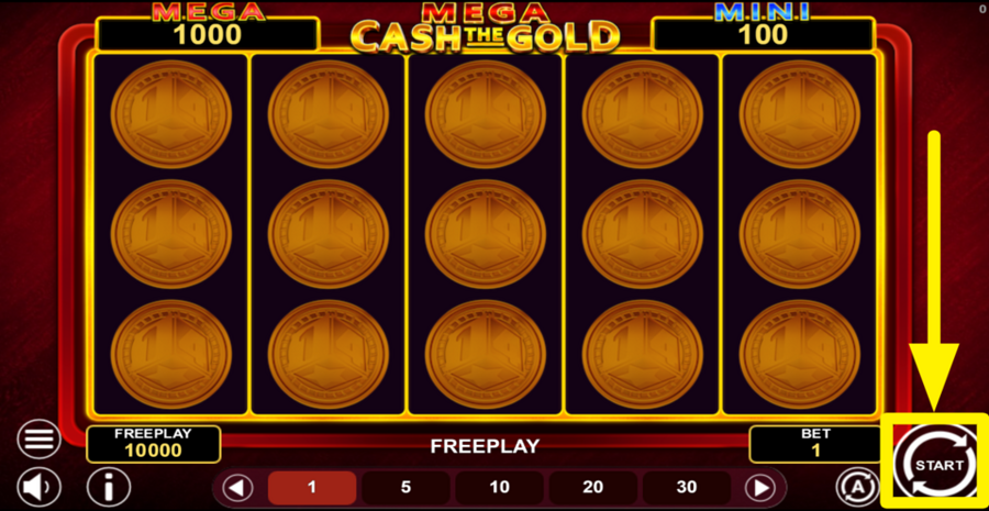 Mega Cash The Gold Spin Button