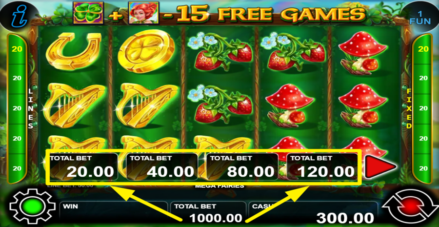 Mega Fairies Adjust Total Bet