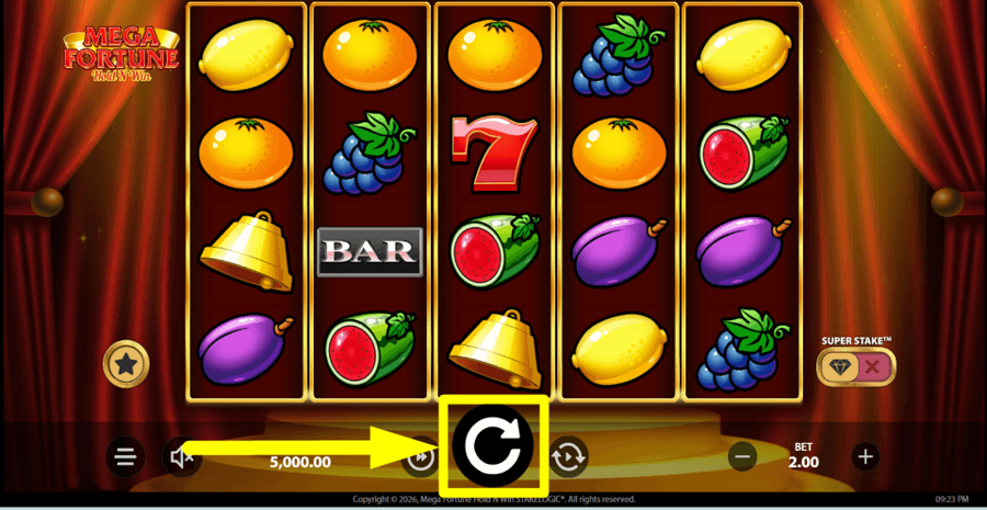Mega Fortune Hold N Win Spin Button