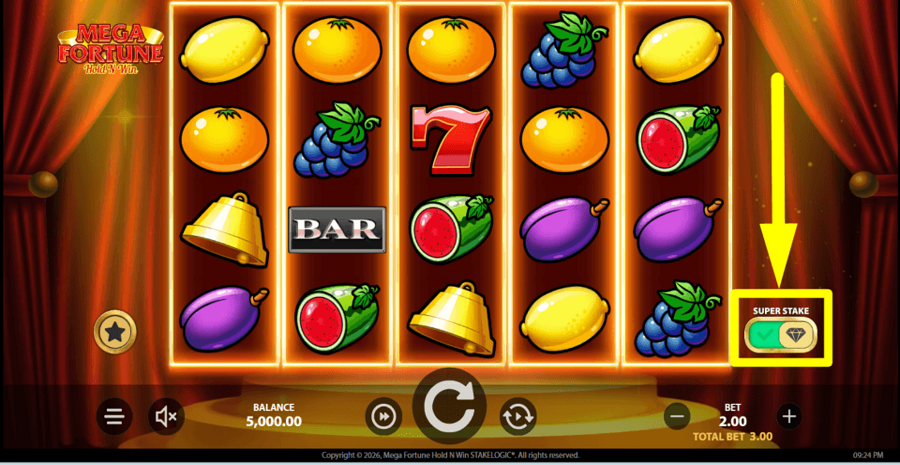 Mega Fortune Hold N Win Super Stake Feature