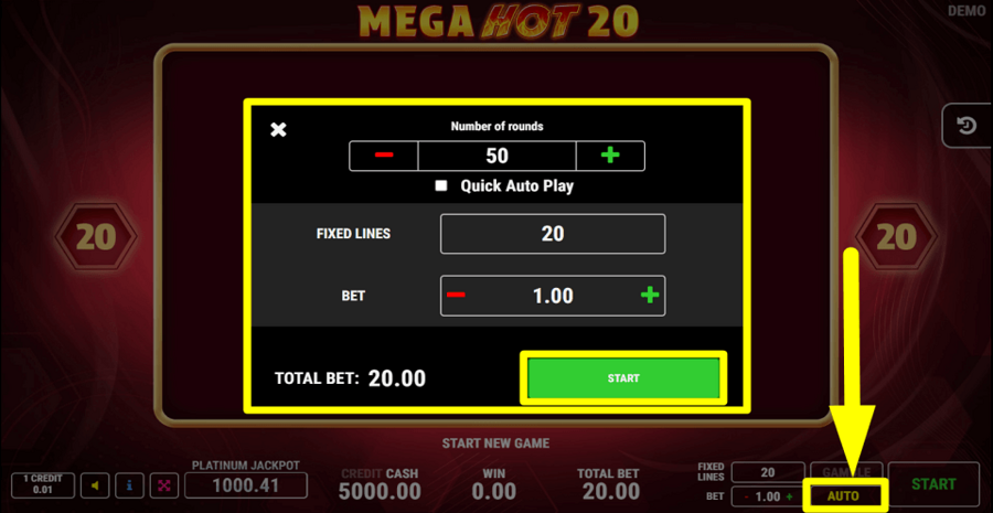 Mega Hot 20 Autoplay Feature