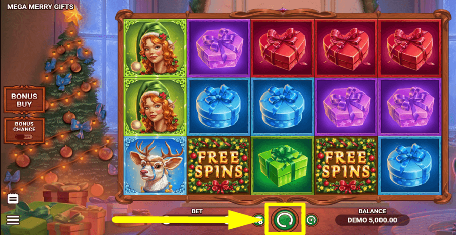 Mega Merry Gifts Spin Button