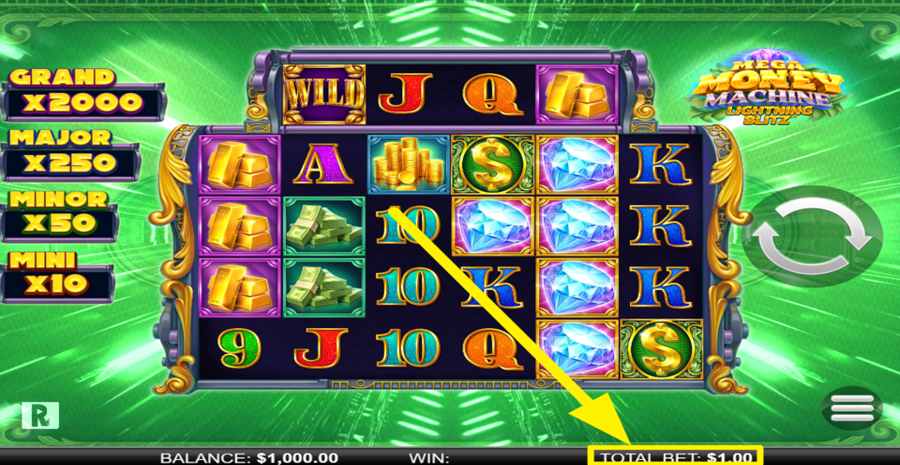 Mega Money Machine Lightning Blitz Adjust Bet