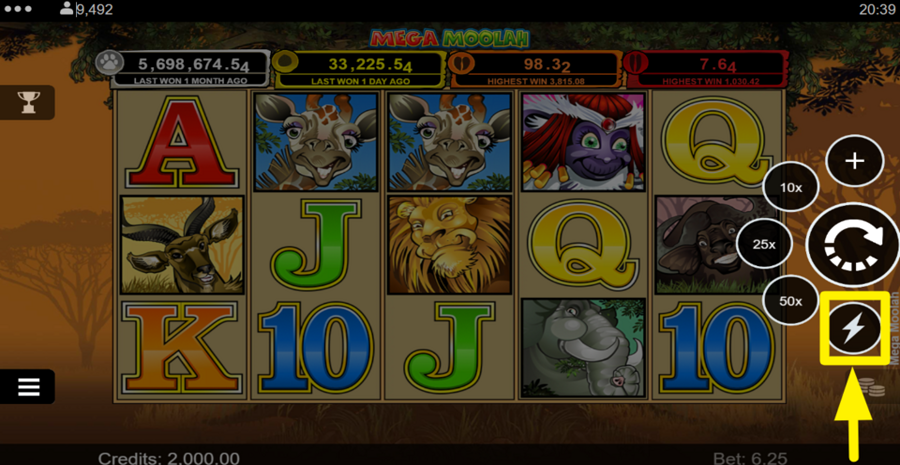 Mega Moolah Turbo Feature