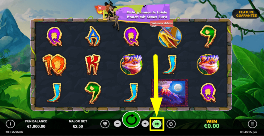 Megasaur Max Bet Button