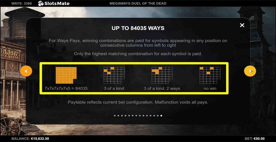 Megaways Duel Of The Dead Paylines