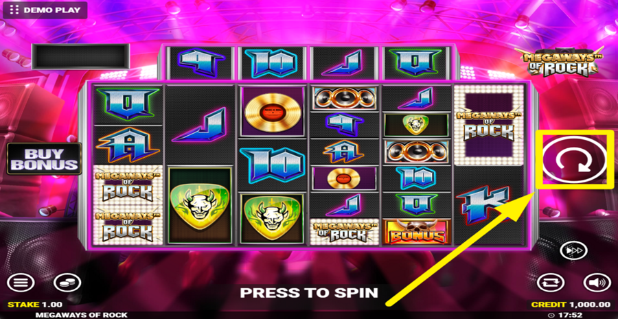 Megaways Of Rock Spin Button