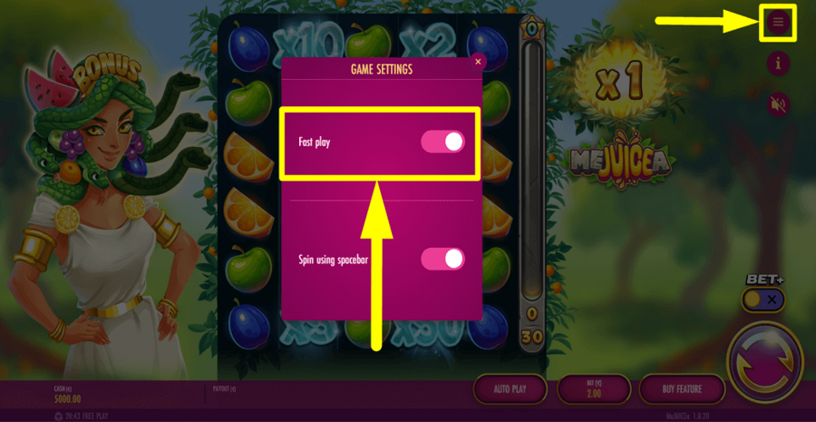 Mejuicea Fast Play Feature