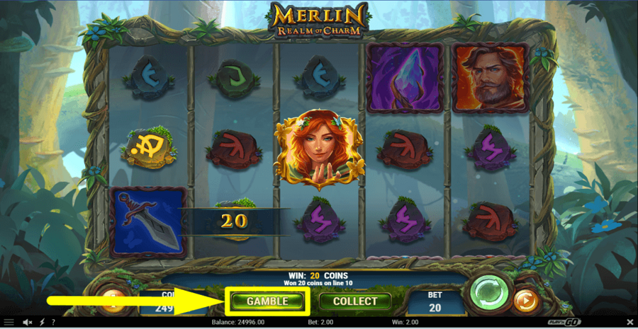 Merlin Realm Of Charm Gamble Feature