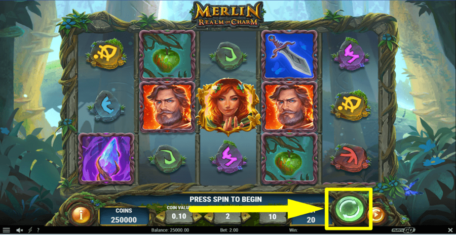Merlin Realm Of Charm Spin Button